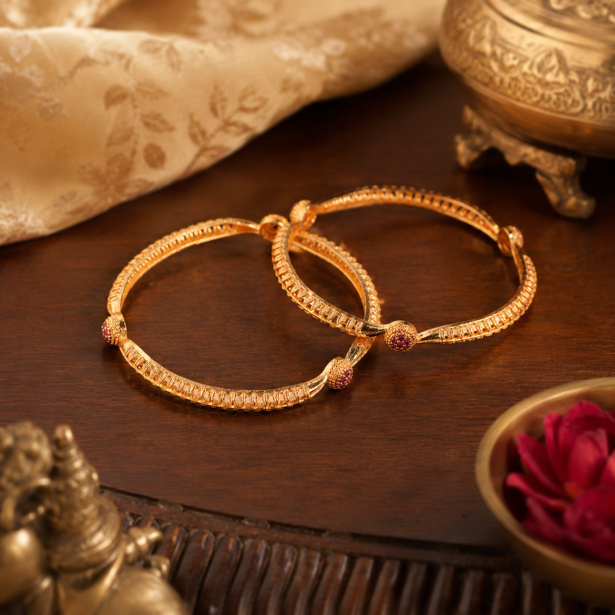 Aarna Ruby Orb Bangles