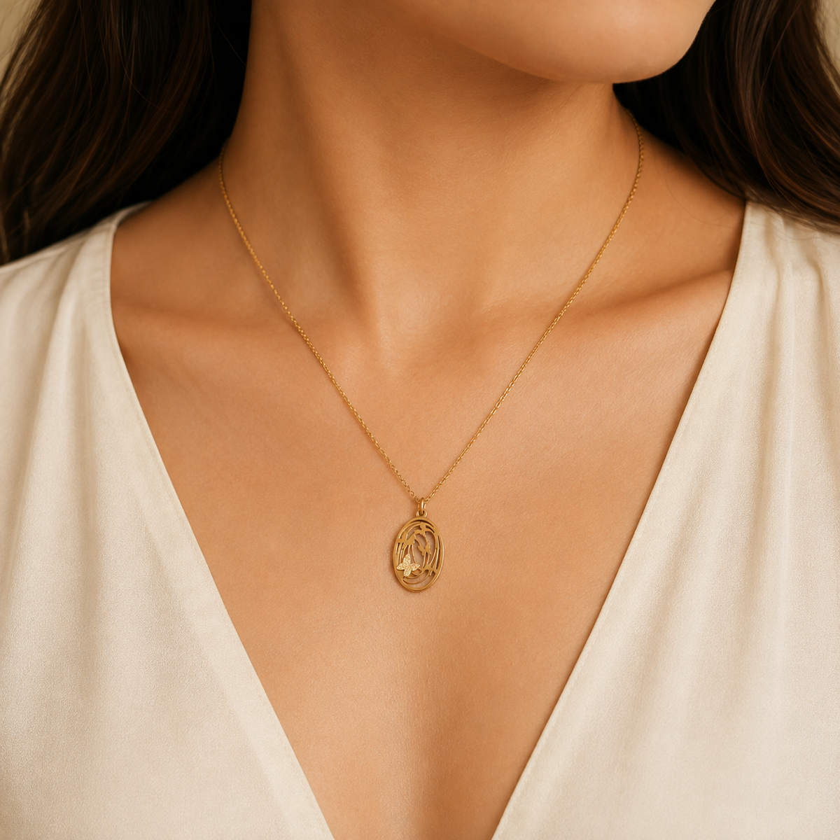 Golden Garden Locket Pendant Chain