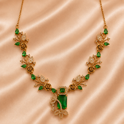 Emerald Rose Necklace Set