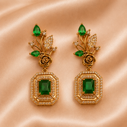 Emerald Rose Necklace Set