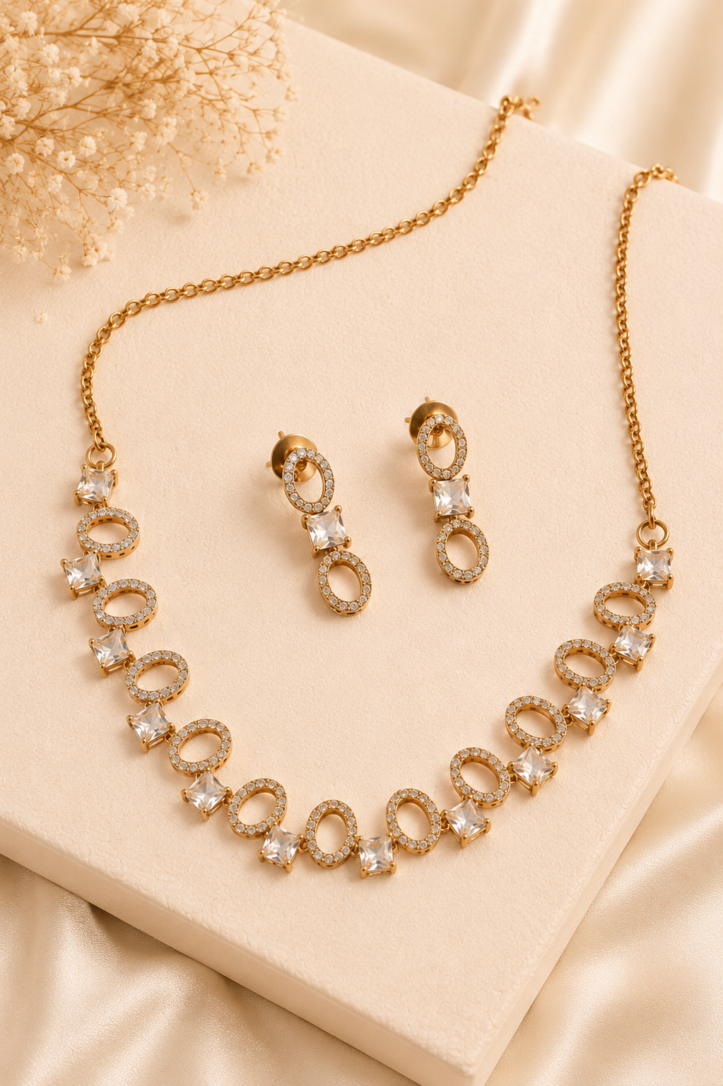 Crystal Circle Necklace Set