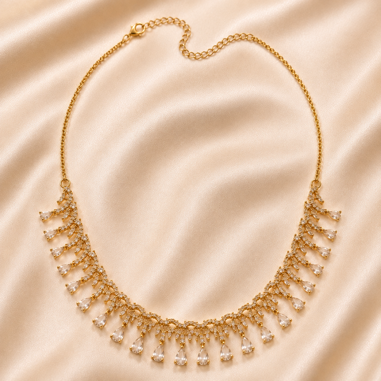 Crystal Fringe Necklace Set