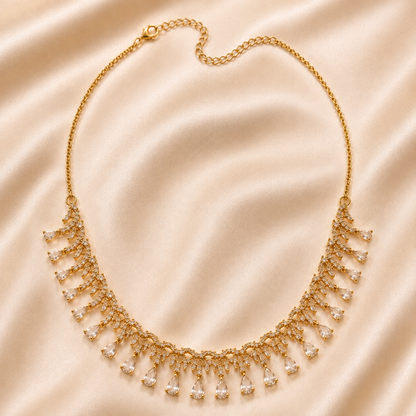 Crystal Fringe Necklace Set