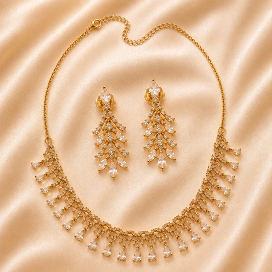 Crystal Fringe Necklace Set